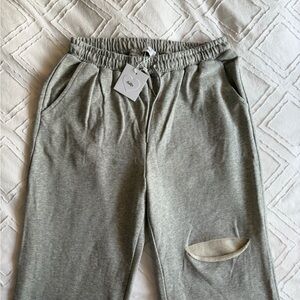 Adika Gray Sweatpants with Thigh Slit
